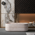 Deep Soaking Freestanding Pure Artificial Stone Bathtub — Hotel Grade